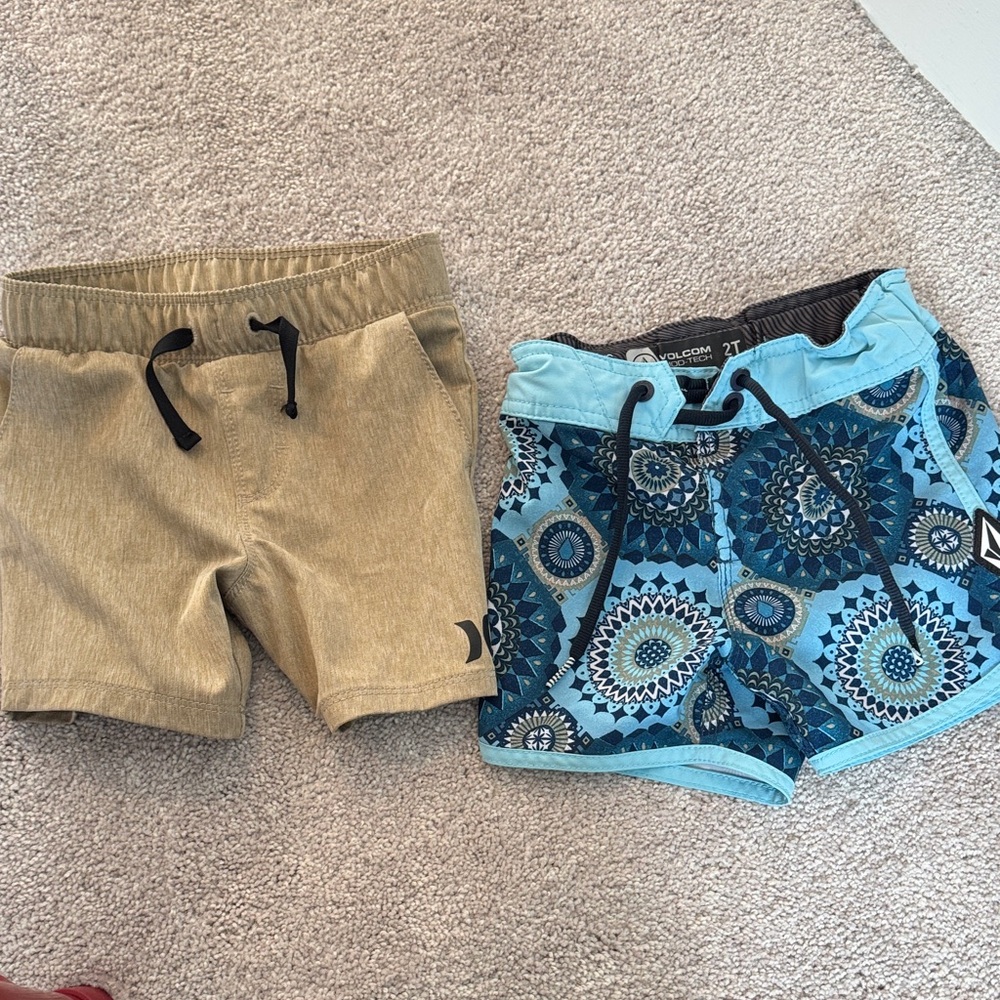 Hurley and Volcom toddler swim trunks